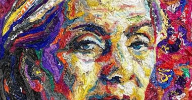 A portrait made with plastic bags by Deniz Sağdıç, March 29, 2023. (Photo courtesy of Deniz Sağdıç)