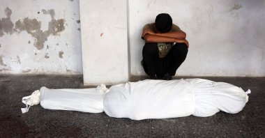 A man mourns a family member killed in an Israeli airstrike in Gaza, Palestine, Aug. 10, 2024. (AFP Photo)