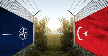NATO and Turkish flags hang on a fence at a border, Bavaria, Germany, Nov. 11, 2024. (Reuters Photo)