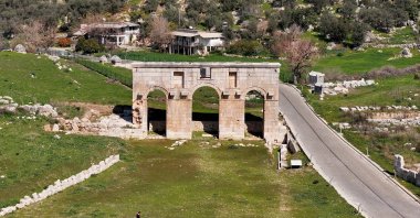 The ancient city gate of Patara, in the Kaş district of Antalya, Türkiye, Feb. 26, 2025. (AA Photo)