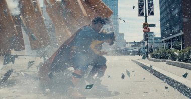 This image released by Warner Bros.Pictures shows David Corenswet in a scene from "Superman." (AP Photo)