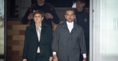 Brazilian star Dani Alves leaves the Brians 2 penitentiary center in Sant Esteve Sesrovires, Barcelona, Spain, March 25, 2024. (AP Photo)