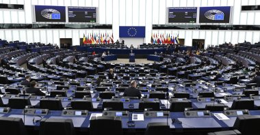 A view of the European Parliament, March 11, 2025, Strasbourg, France. (AP Photo)