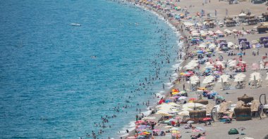 An aerial view of a beach in Antalya, southern Türkiye. (DHA File Photo)