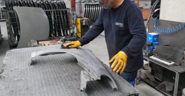 Workers are seen at a factory manufacturing automotive parts, Konya, central Türkiye, May 9, 2024. (AA Photo)