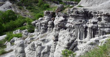 The geological site, known locally as the "Petrified Wedding," is located in the village of Kuklica, North Macedonia, May 5, 2025. (AA Photo)
