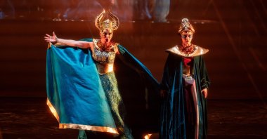 A scene from the world premiere of the opera "Gilgamesh," staged at Atatürk Cultural Center, Istanbul, Türkiye, May 17, 2025. (AA Photo)