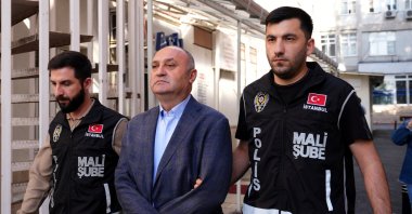 Police detain Mustafa Akın, head of Ekrem Imamoğlu's security team, in a corruption investigation against the Istanbul Metropolitan Municipality (IBB), Istanbul, Türkiye, May 23, 2025. (AA Photo)