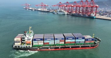 A container ship arrives at the port in Lianyungang, Jiangsu, China, May 21, 2025. (AFP Photo)