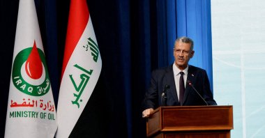 Iraq's Oil Minister Hayan Abdel-Ghani attends the fifth plus and sixth licensing rounds for 29 oil and gas exploration blocks at the Oil Ministry's headquarters in Baghdad, Iraq, May 11, 2024. (Reuters Photo)