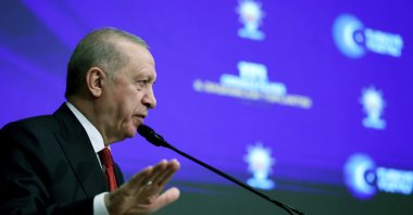 President Recep Tayyip Erdoğan speaks at his ruling AK Party's meeting, Ankara, Türkiye, May 27, 2025. (AA Photo)