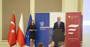 Maciej Lang, Poland's ambassador to Türkiye, delivers a speech at the IV Polish-Turkish Economic Forum, Istanbul, Türkiye, May 28, 2025. (AA Photo)