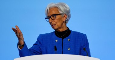 European Central Bank (ECB) President Christine Lagarde addresses the media, following the Governing Council's monetary policy meeting at the ECB headquarters, Frankfurt, Germany, Jan. 30, 2025. (Reuters Photo)