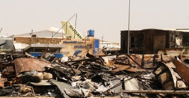 A burned building and the tail of a Sudan Airways aircraft are seen amid debris at Khartoum Airport, after the Sudanese army deepened its control over Khartoum from the Rapid Support Forces (RSF), Khartoum, Sudan, April 26, 2025. (Reuters Photo)
