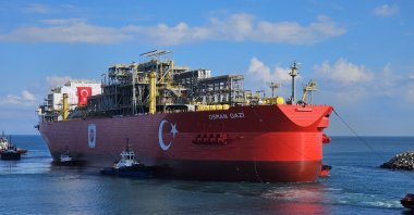Floating natural gas platform Osman Gazi reaches Black Sea port of Filyos in northern Zonguldak province, Türkiye, May 31, 2025. (DHA Photo)