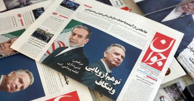 A copy of the Iranian daily newspaper Javan entitled &amp;#039;Witkoff European illusion (R), and Enrichment will continue (L)&amp;#039; carrying a picture of Iranian Foreign Minister Abbas Araghchi and U.S. Special Envoy to the Middle East, Steve Witkoff, in a kiosk, in Tehran, Iran, May 19, 2025. (EPA Photo)