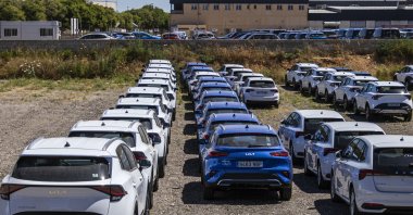 Rental vehicles parked next to Son Sant Joan Airport in Palma de Mallorca, Majorca Island, Spain, May 31, 2025. (EPA Photo)