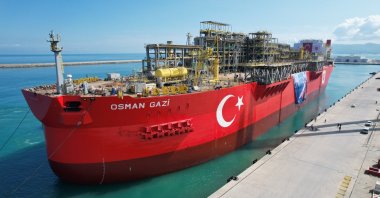 Floating natural gas platform Osman Gazi reaches the Black Sea port of Filyos, northern Zonguldak province, Türkiye, May 31, 2025. (DHA Photo)
