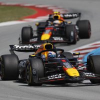 Red Bull's Max Verstappen and Red Bull's Yuki Tsunoda in action during the Spanish Grand Prix race at the Circuit de Barcelona, Catalunya, Barcelona, Spain, June 1, 2025. (Reuters Photo)