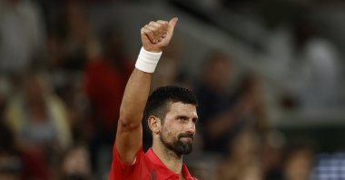 Novak Djokovic of Serbia celebrates winning his Men's third-round match against Filip Misolic of Austria at the French Open at Roland Garros, Paris, France, May 31, 2025. (EPA Photo)