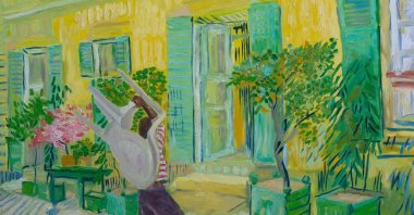 A painting by John Madu titled "No Food for Lazy Man II." (Courtesy of Van Gogh Museum)