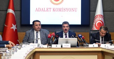 Justice and Development Party (AK Party) Istanbul Representative Cüneyt Yüksel (C) convenes over a justice commission meeting at Parliament, Ankara, Türkiye, June 1, 2025. (AA Photo)