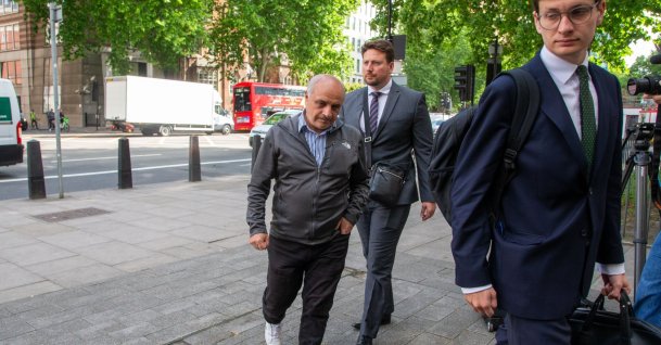 Hamit Coşkun arrives at  Westminster Magistrates' Court to stand trial for burning a Quran outside the Turkish Embassy in London, May 28, 2025. (ZUMA Press Wire via Reuters)